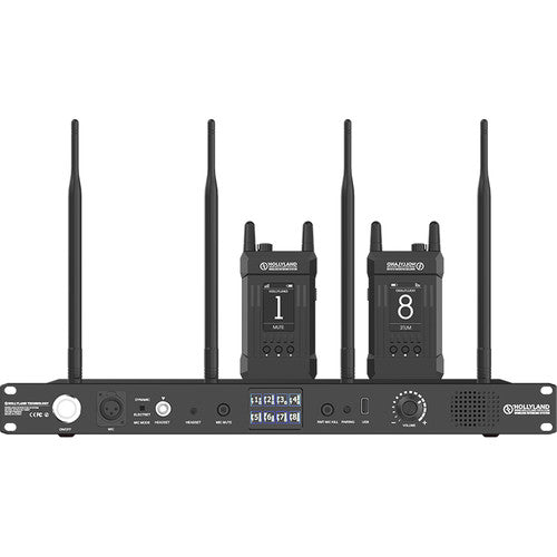 Hollyland Syscom 1000T-8BP Full-Duplex Intercom System - Station with 4 Beltpacks and Pro Dynamic Monaural Headsets
