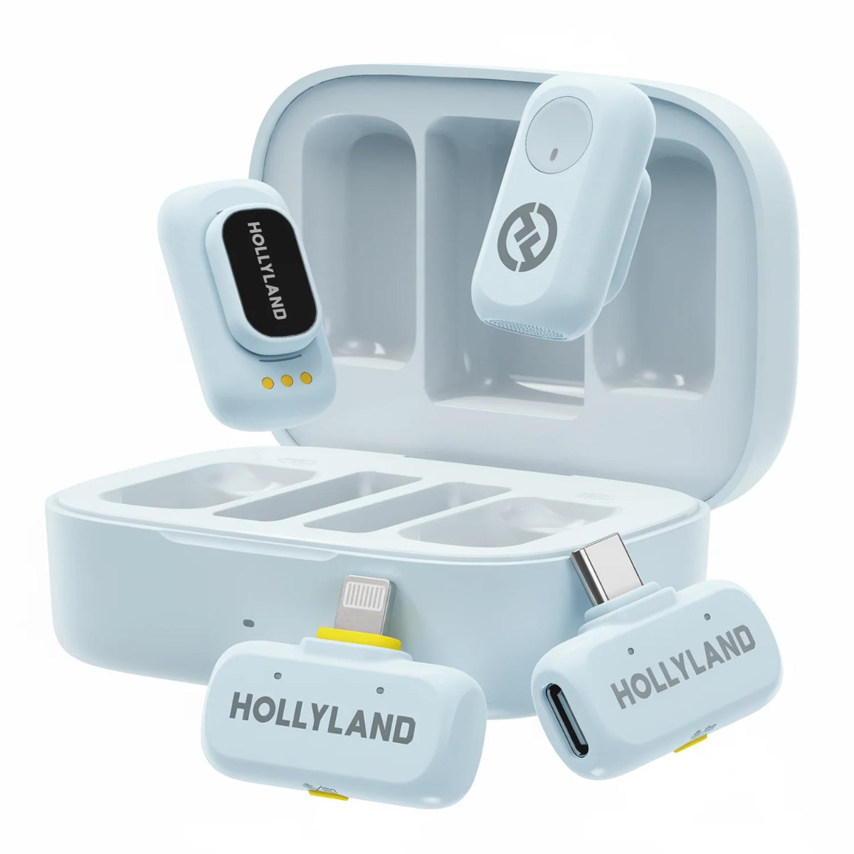 Hollyland LARK A1 Combo 2-Person Wireless Microphone System with USB-C and Lightning Connectors for Mobile Devices (Sky Blue, 2.4 GHz)