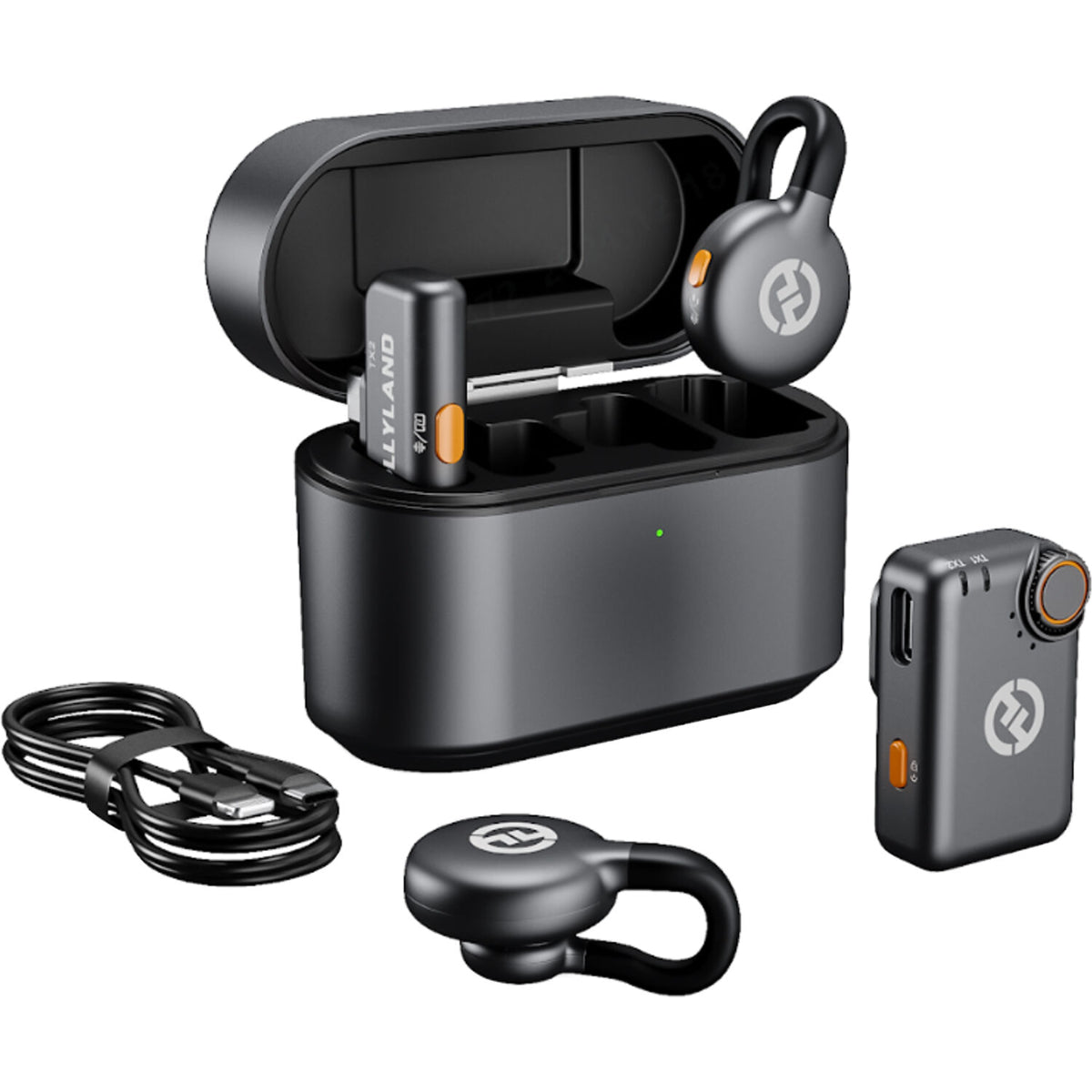 Hollyland LARK M2S Combo 2-Person Wireless Microphone System for Cameras and Mobile Devices (Space Gray, 2.4 GHz)