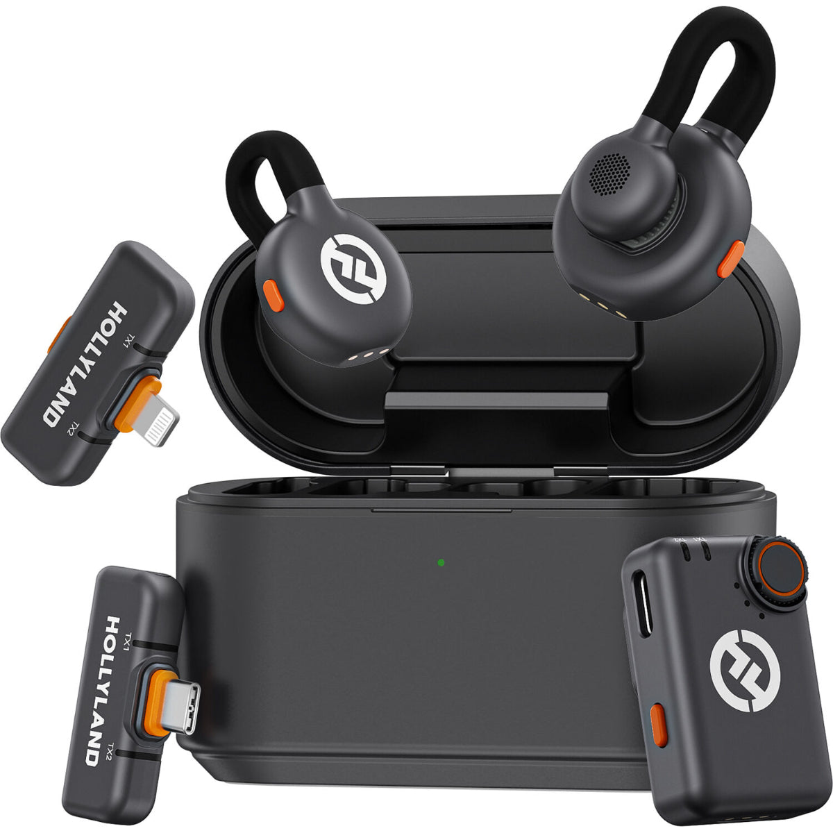 Hollyland LARK M2S Ultimate Combo 2-Person Wireless Microphone System for Cameras and Mobile Devices (Space Gray, 2.4 GHz)