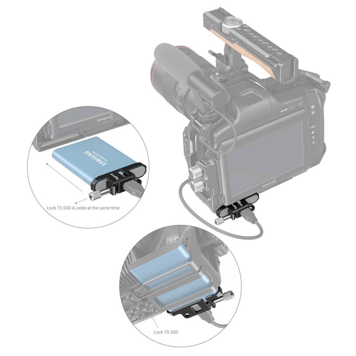 #SmallRig Samsung T5 SSD Mounting Clamp for BMPCC 6K Pro Cage 3300