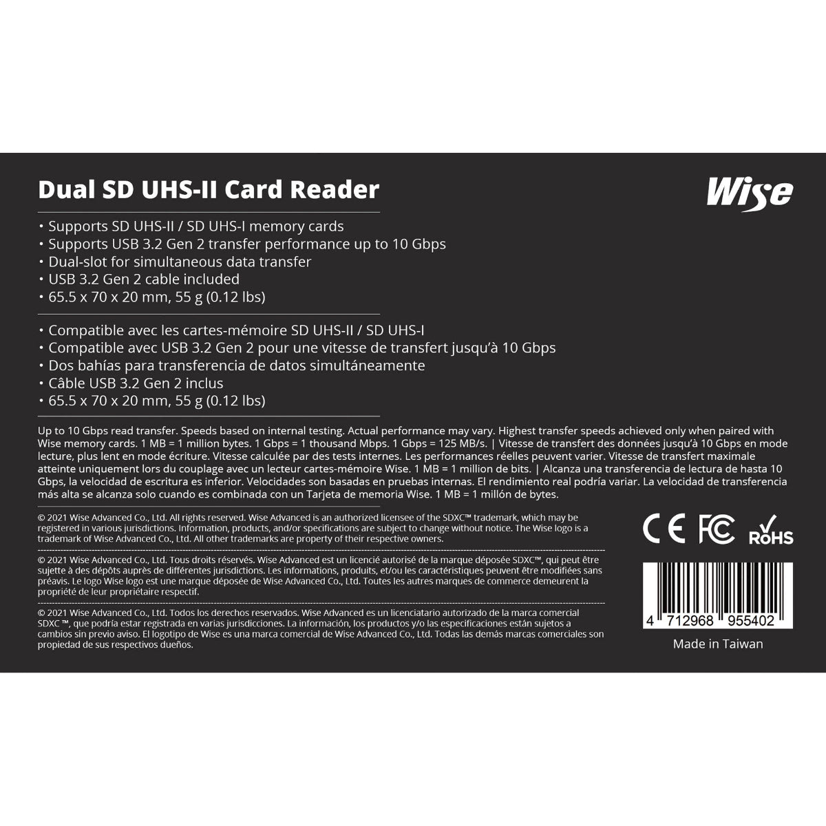 Wise Advanced Dual-Slot UHS-II SD Memory Card Reader