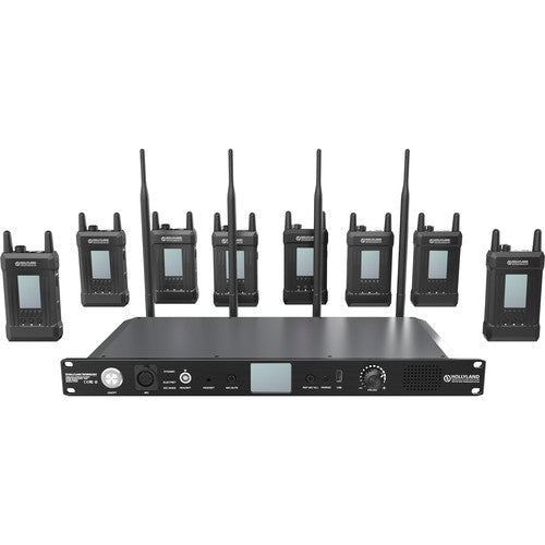 Hollyland Syscom 1000T-8BP Full-Duplex Intercom System - Station with 4 Beltpacks and Pro Dynamic Monaural Headsets