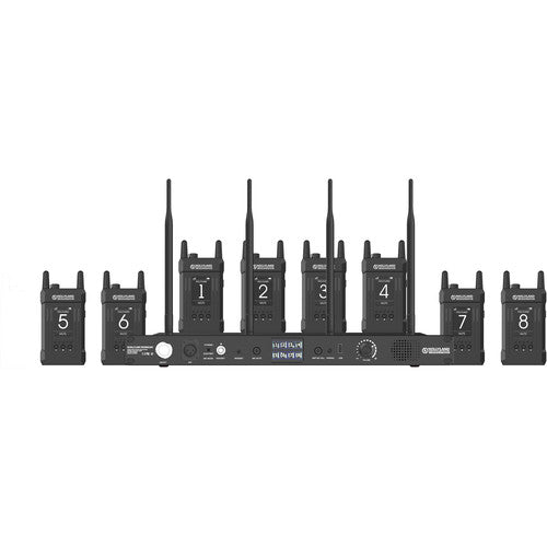 Hollyland Syscom 1000T-8BP Full-Duplex Intercom System - Station with 4 Beltpacks and Pro Dynamic Monaural Headsets