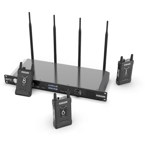 Hollyland Syscom 1000T-8BP Full-Duplex Intercom System - Station with 4 Beltpacks and Pro Dynamic Monaural Headsets