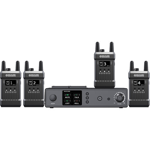 Hollyland Mars T1000-4BP Full-Duplex Intercom System, Base Station, 4x Beltpack, Pro Dyn. Monaural Headset, Antenna, Rubber Case