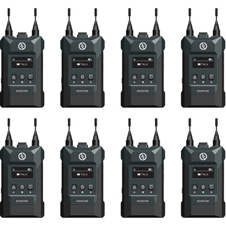 #Hollyland Solidcom M1-8BP Full-Duplex Wireless Intercom Solution - Station with 8 Beltpacks and LEMO Headsets (1.9 GHz)