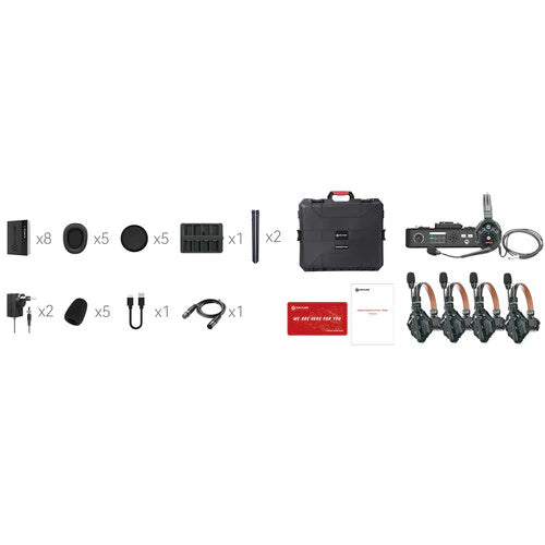 Hollyland Solidcom C1 Pro-5S Full-Duplex ENC Wireless Intercom System with 5 Headsets (1.9 GHz)