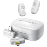Hollyland LARK A1 Combo 2-Person Wireless Microphone System with USB-C and Lightning Connectors for Mobile Devices (Ivory White, 2.4 GHz)