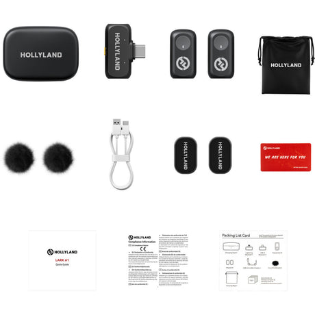 Hollyland LARK A1 Duo 2-Person Wireless Microphone System with USB-C Connector for Mobile Devices (Space Gray, 2.4 GHz)