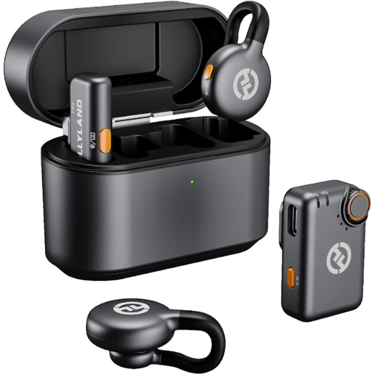Hollyland LARK M2S Mini Combo 2-Person Wireless Microphone System for Cameras and Mobile Devices (Space Gray, 2.4 GHz)