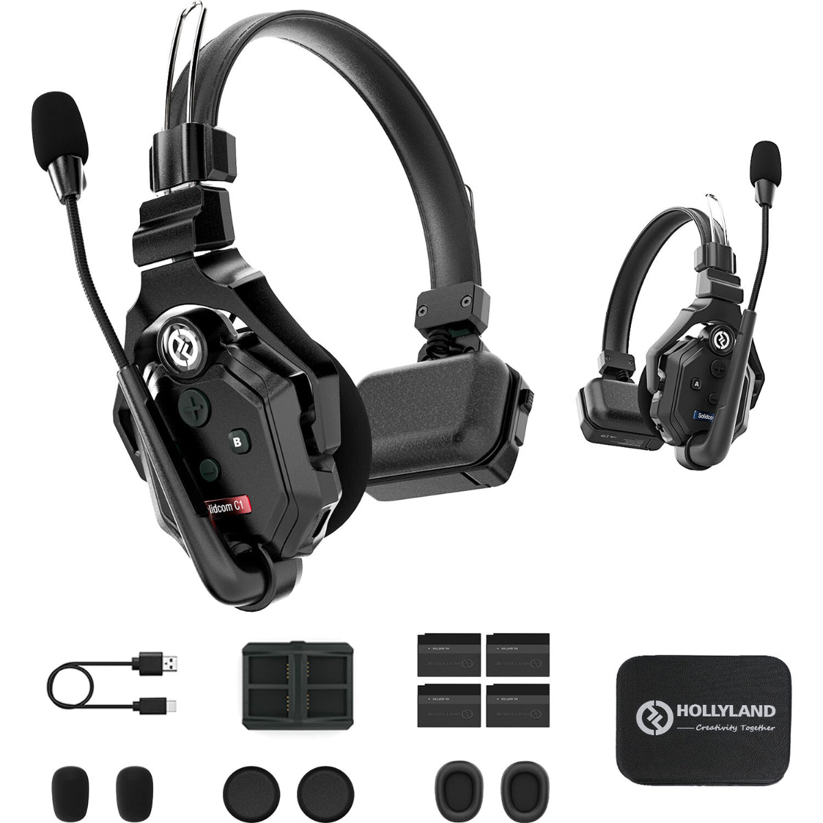 Hollyland Solidcom C1-2S Full-Duplex Wireless DECT Intercom System with 2 Headsets (1.9 GHz) (1 Master+1 Remote)