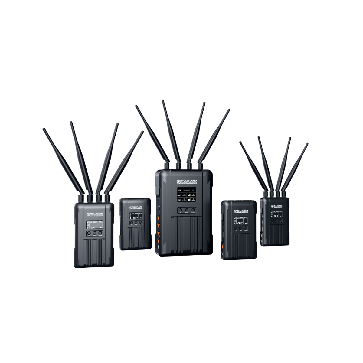 Hollyland Syscom 421-2TX, 2x Transmitter, 1x Receiver, 15x Antenna, 2x Arm Mounts