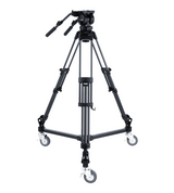 Libec LX10 Studio Two-Stage Aluminum Tripod System and H65B Head with Dual Pan Handles and Spreader Dolly &amp; padded bag