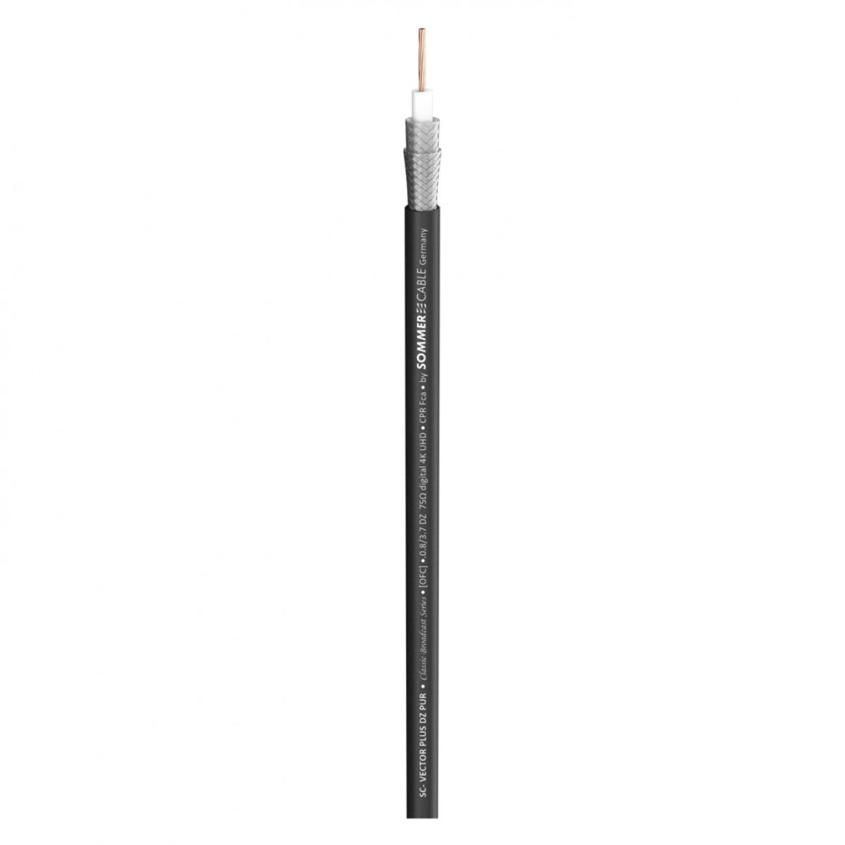 Sommer Cable SC-Vector Plus 0.8L/3.7DZ, PUR 6.10mm UHD video cable, black (Add connector Neutrik NBNC75BJP9X) Per Meter