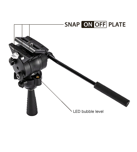 Libec 75mm ball and flat base video head with a pan handle, payload 5kg