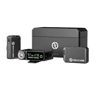 Hollyland LARK MAX DUO 2-Person Wireless Microphone System, 2x Transmitters with Built-In Omni Mics, 1x Receiver(2.4 GHz) Black